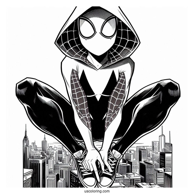 Spider-Gwen Coloring Page With Miles Morales