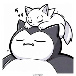Gengar Sleeping On Top Of Snorlax Coloring Page