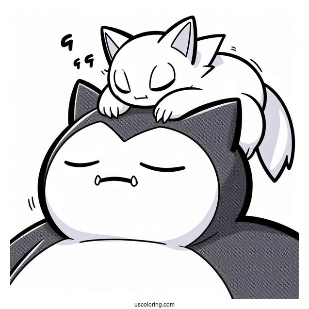 Gengar Sleeping On Top Of Snorlax Coloring Page