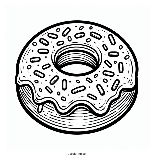 Simple Outline Of Glazed Donut With Sprinkles