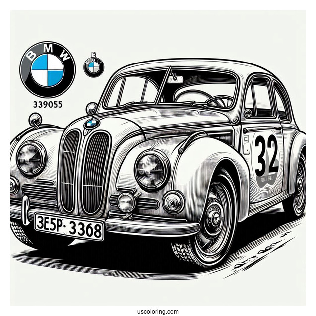 Vintage 328 BMW Coloring Page