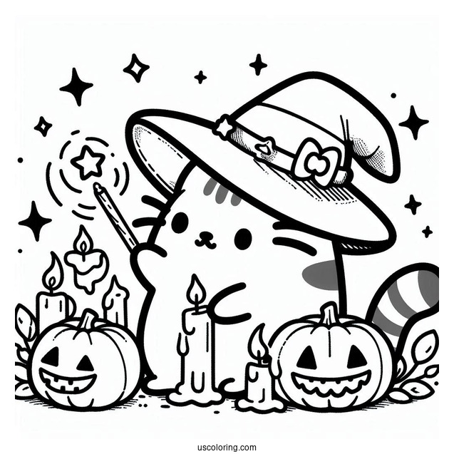 Halloween Witch Pusheen Casting a Spell