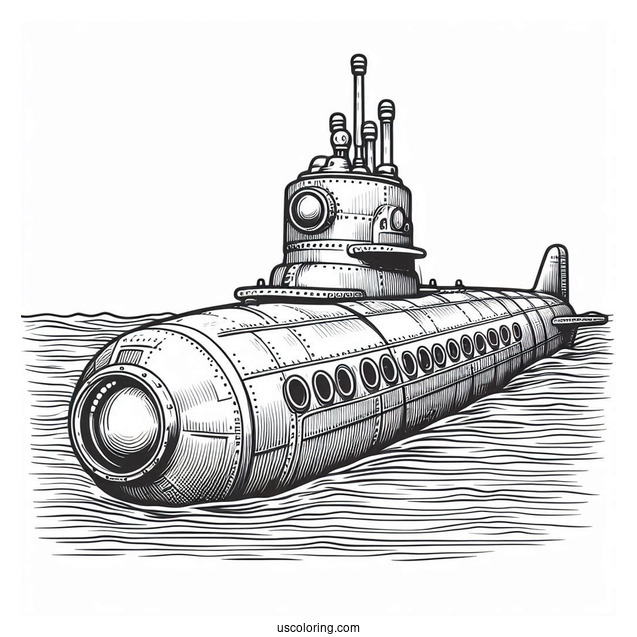 Submarine Coloring Page Of Periscope Above The Water