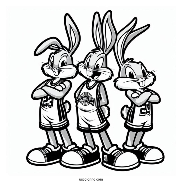 Cute Bugs Bunny In Tune Squad Jersey Coloring Page For Kids