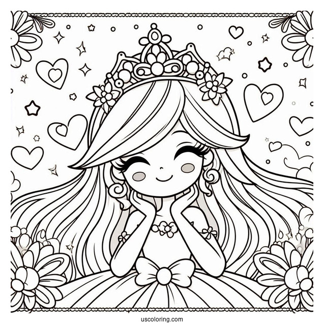 Princess Daisy Coloring Page With Luma And Hearts In Background