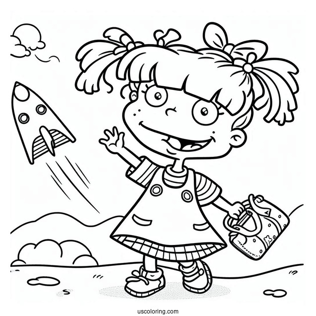 Rugrats Coloring Page Of Happy Angelika Pickles Waving