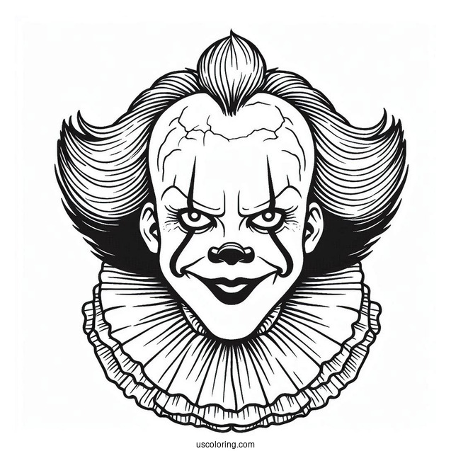 Smiling Pennywise Coloring Page In Halloween