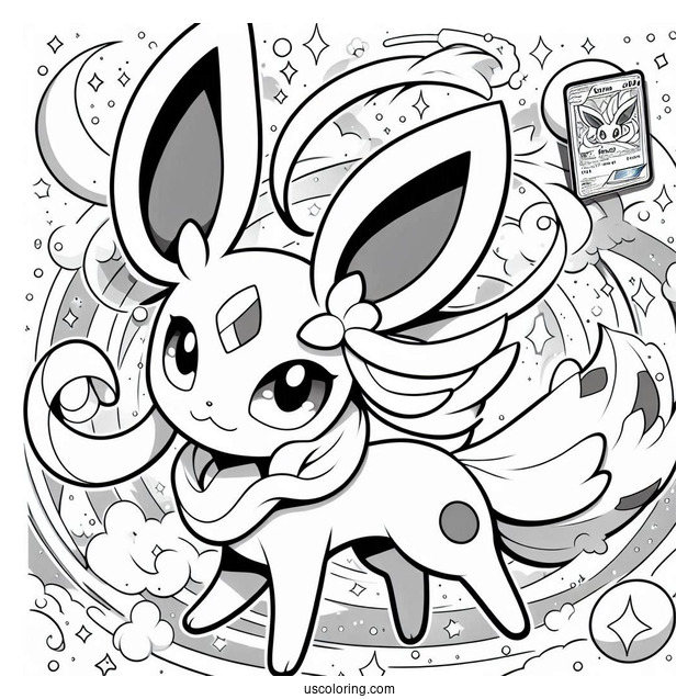 Sylveon Coloring Page Moonblast Pokemon Card