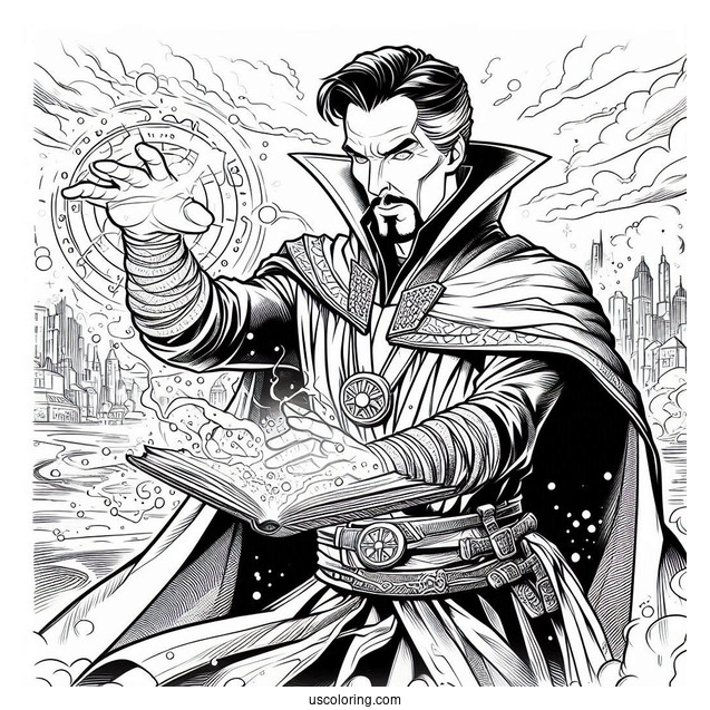 Dr. Strange Casting A Spell Coloring Sheet