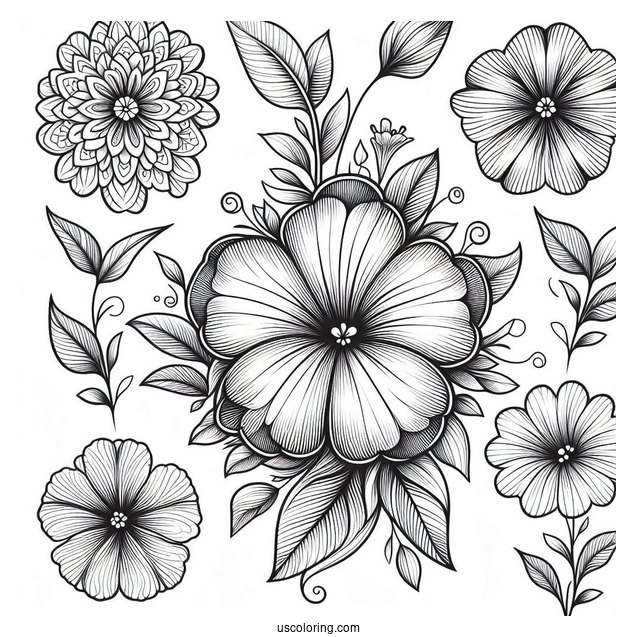 Flower Coloring Pages Of Simple Petunia Mandala