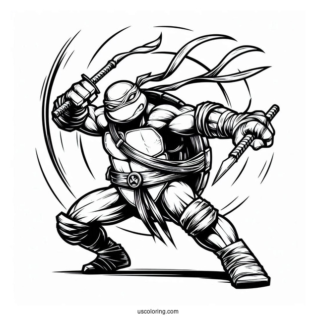 Ninja Turtles Coloring Page Of Spinter In Fighting Pose