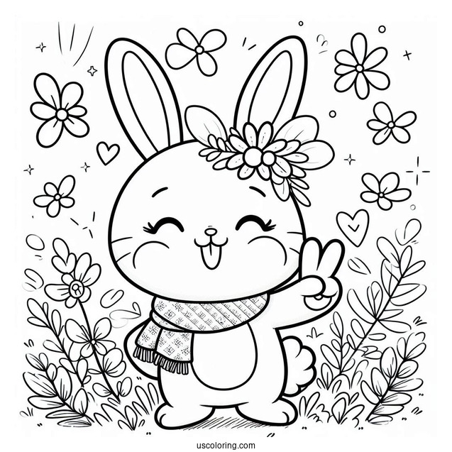 Sunny Bunnies Coloring Page Of S MARTY Making Peace Sign