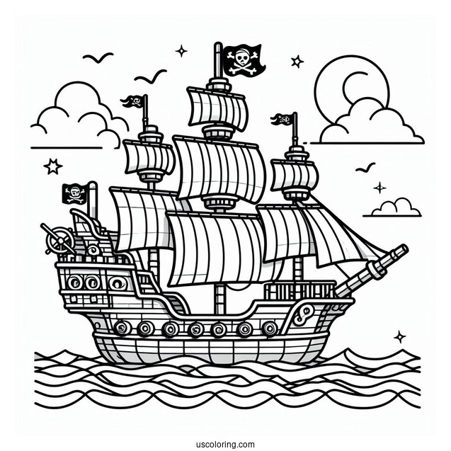 Coloring Sheet Of a Lego Pirate Ship