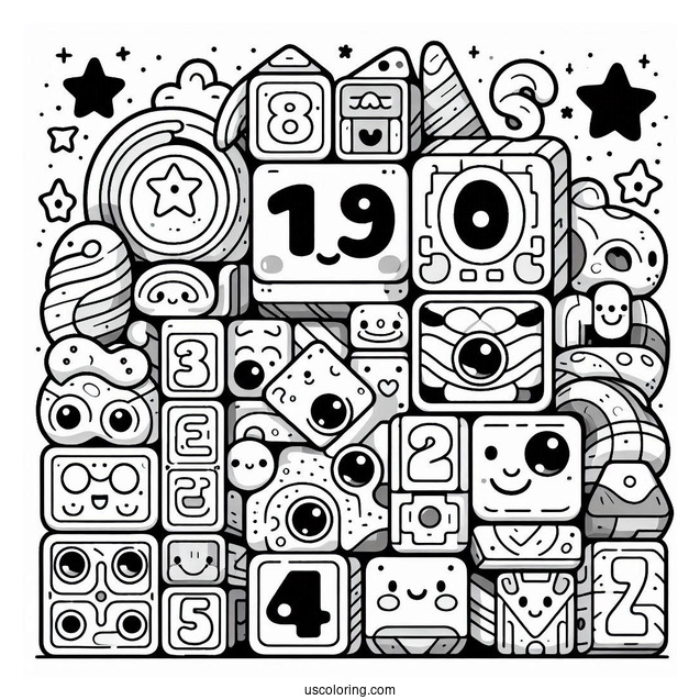 Easy Numberblocks Coloring Page 19