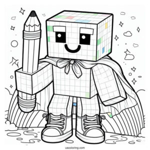 Happy Minecraft Hulk Coloring Page For Kids