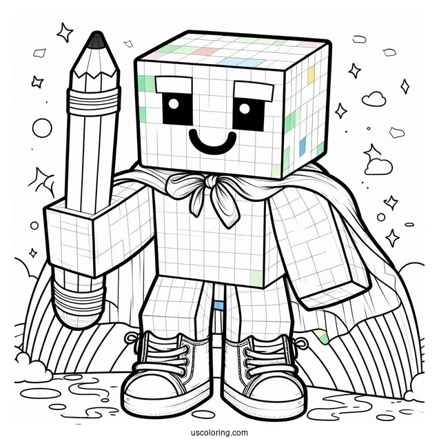 Happy Minecraft Hulk Coloring Page For Kids