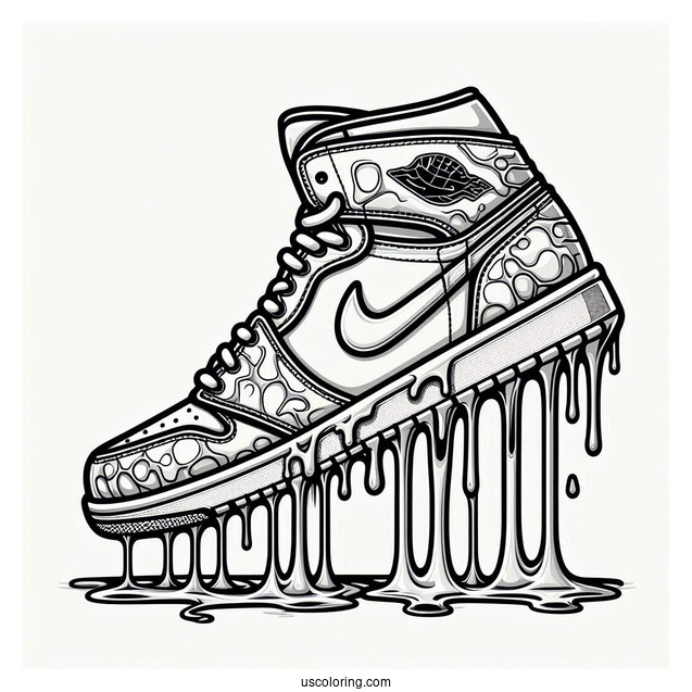 Nike Coloring Page Of Air Jordan Melting Paint