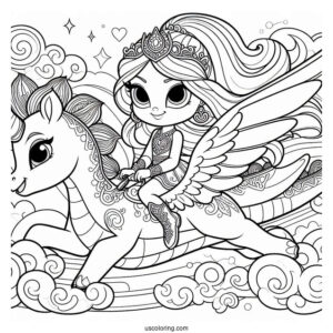 Shimmer And Shine Coloring Page Of And Leah Riding A Dragon