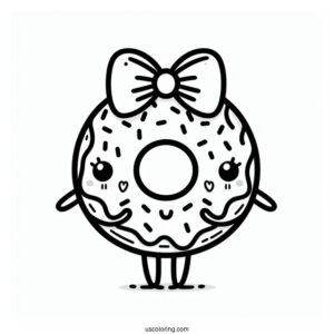 Shy Female Donut Coloring Page With Arms And Legs For Kids