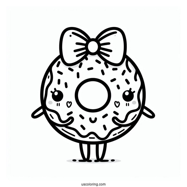Shy Female Donut Coloring Page With Arms And Legs For Kids