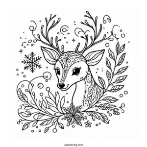 Aesthetic Reindeer Coloring Page For Adults