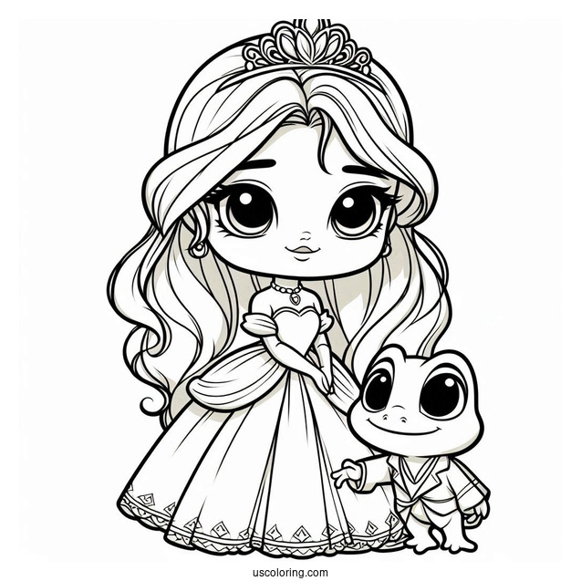 Chibi Tiana With Prince Naveen Coloring Sheet