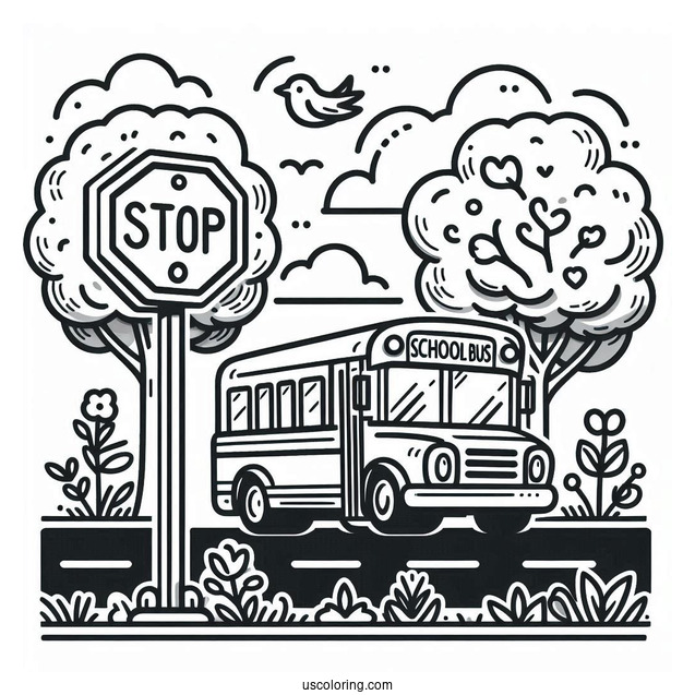 Bus Stop Sign To Color