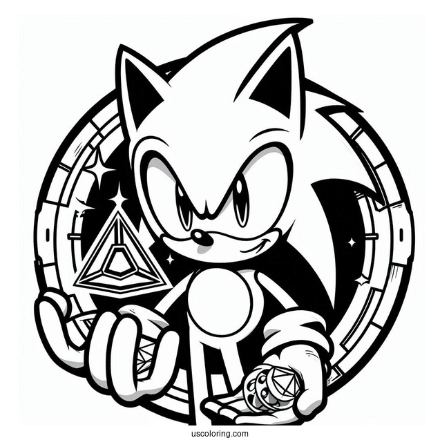 Simple Sonic Exe Coloring Page Holding Chaos Emerald And Gold Ring