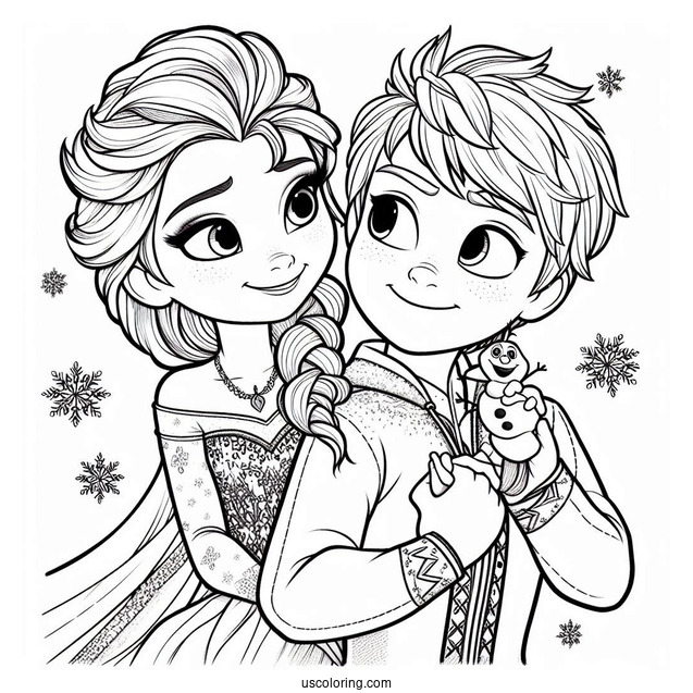 Elsa And Jack Frost Coloring Page