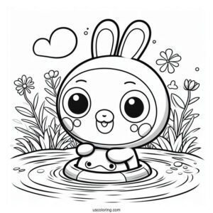 Pororo Coloring Page Of Eddy Swimming In A Lake