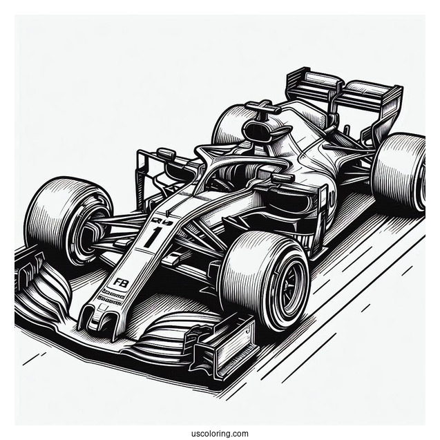Detailed Coloring Page Of Formula 1 Car