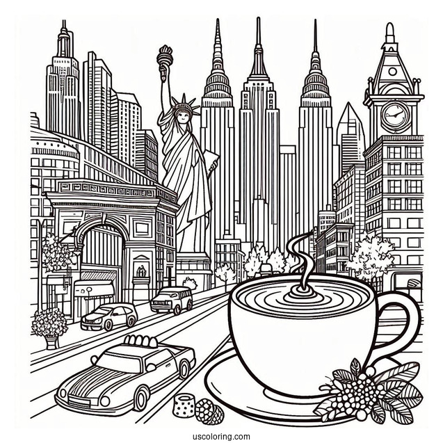 New York Coloring Page Of We Are Happy To Serve You Cup