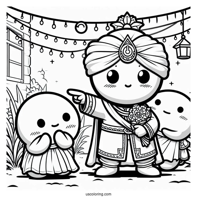 General Guy Leading Two Shy Guy Coloring Page