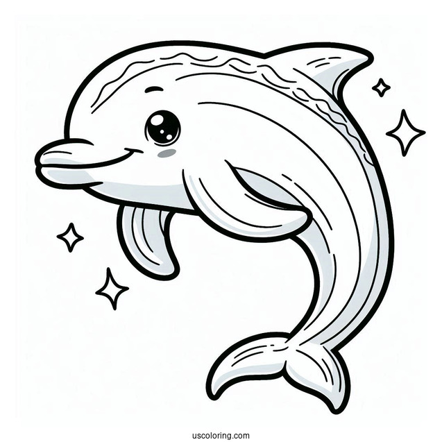 Smiling Dolphin Coloring Sheet For Kids