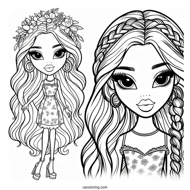 Cloe Bratz Doll Coloring Page For Kids