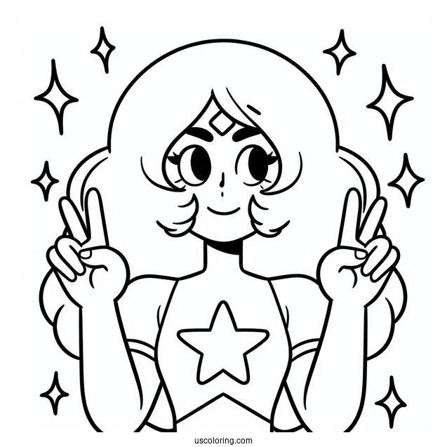 Easy Adult Steven Universe Coloring Page Doing Peace Sign For Kids