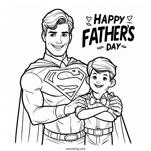 Superman Happy Father's Day Coloring Page Of Greeting