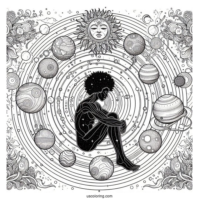 Solar System Map Coloring Page For Kids