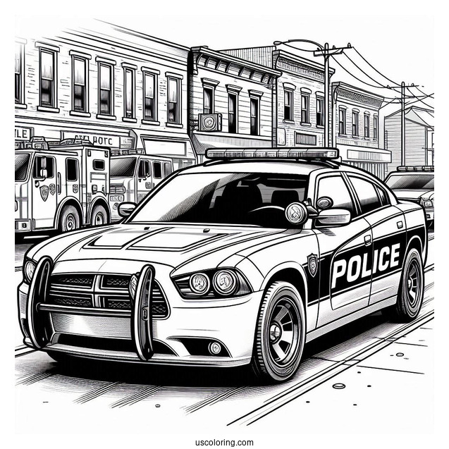 Dodge Charger Police Car On Street To Color