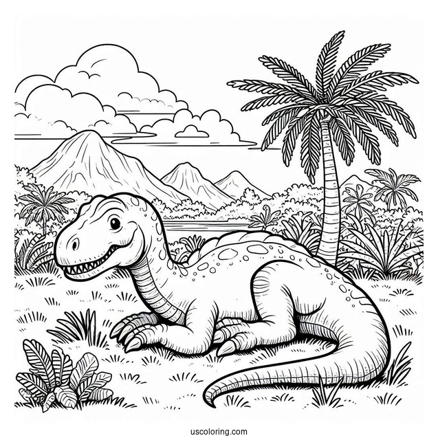 Therizinosaurus Resting On The Grass