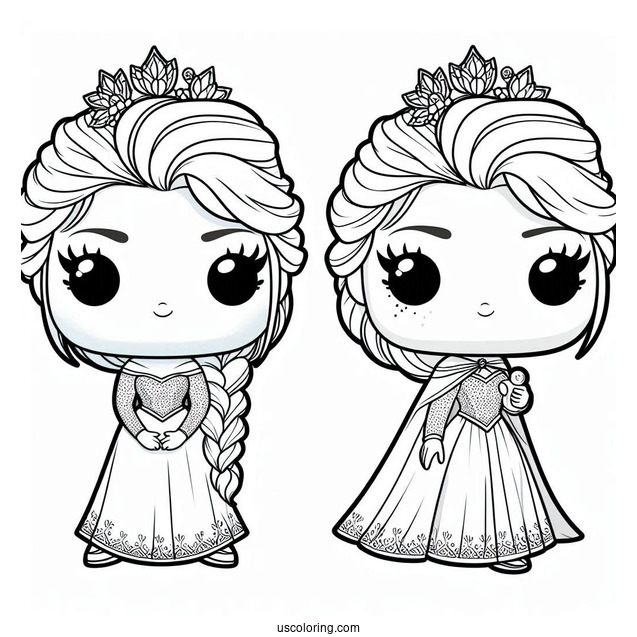 Cute Elsa Funko Pop Coloring For Preschoolers