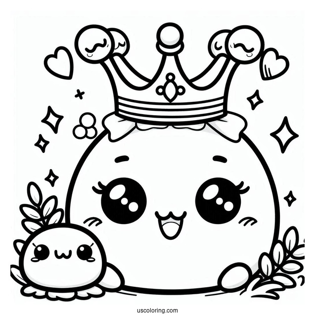 Cute Smiling Cartoon Crown Coloring Page For Preschoolers