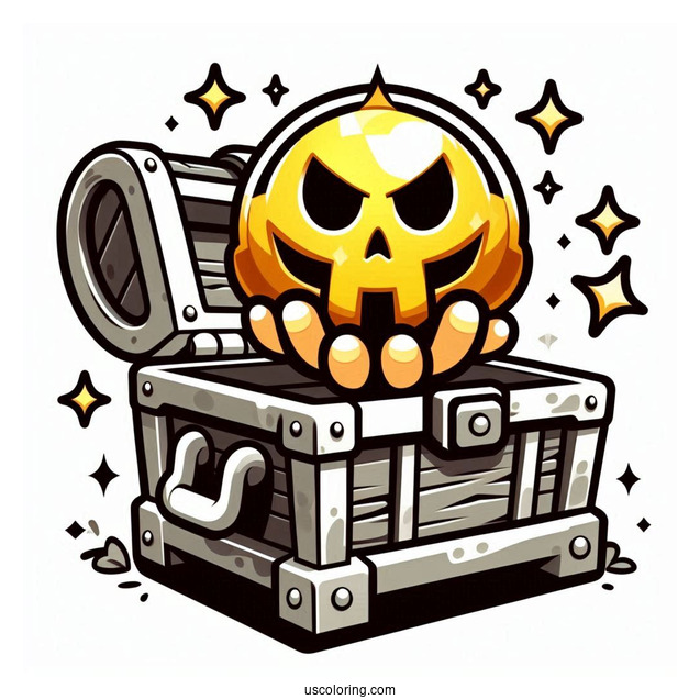 Brawl Stars Coloring Page Of Sunken Chest Holding Up Gold Orb
