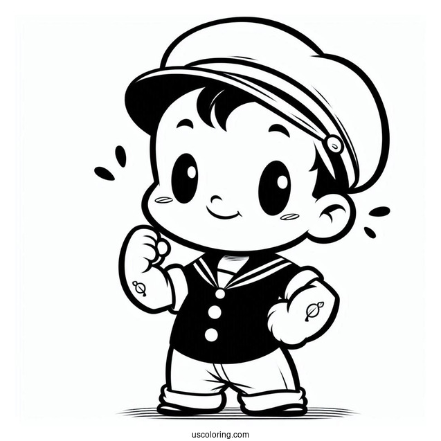 Cute Chibi Popeye Coloring Page For Preschoolers