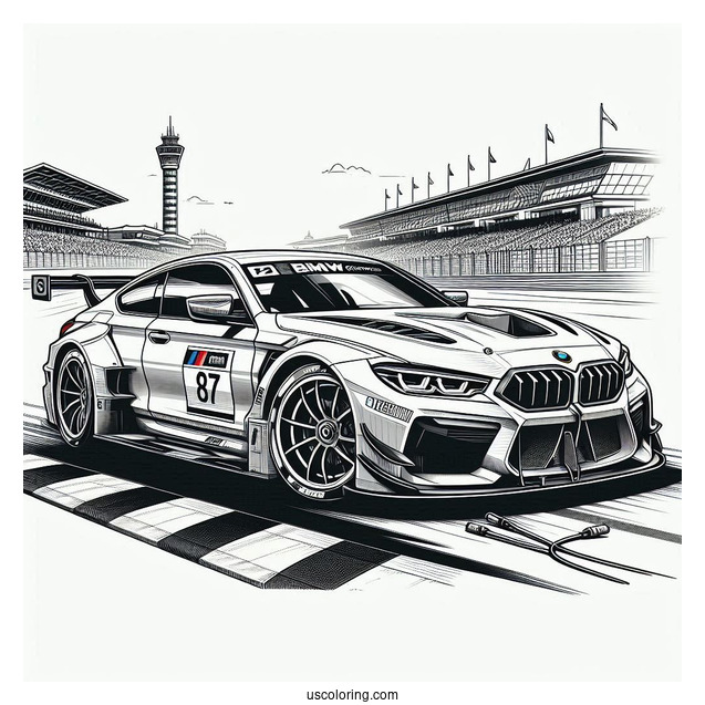 BMW Coloring Page M6 GT3 On Race Track