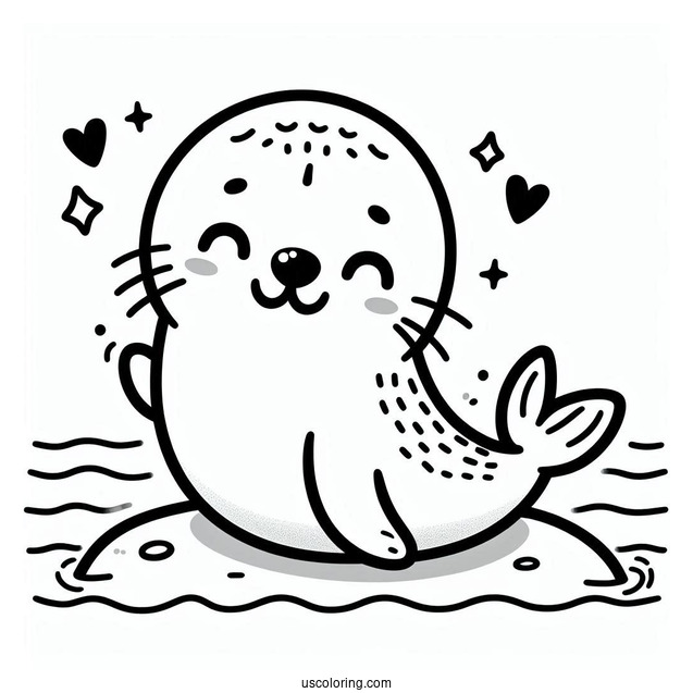 Cute Seal Coloring Page For Preschoolers