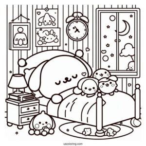 Detailed Pompompurin And Friends Sleeping In Bedroom