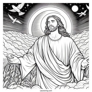 Christ In The Heavens Coloring Page