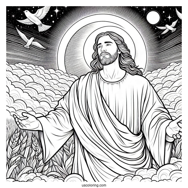 Christ In The Heavens Coloring Page