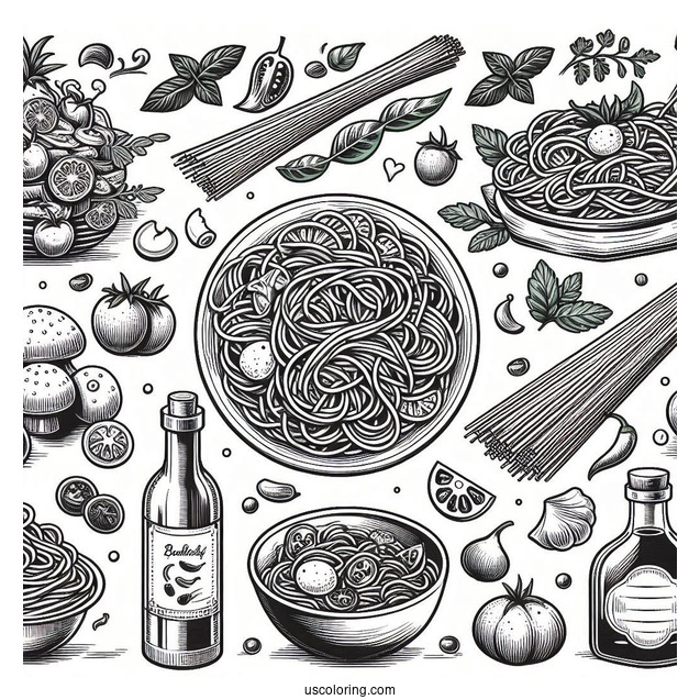 Italian Spaghetti Coloring Page